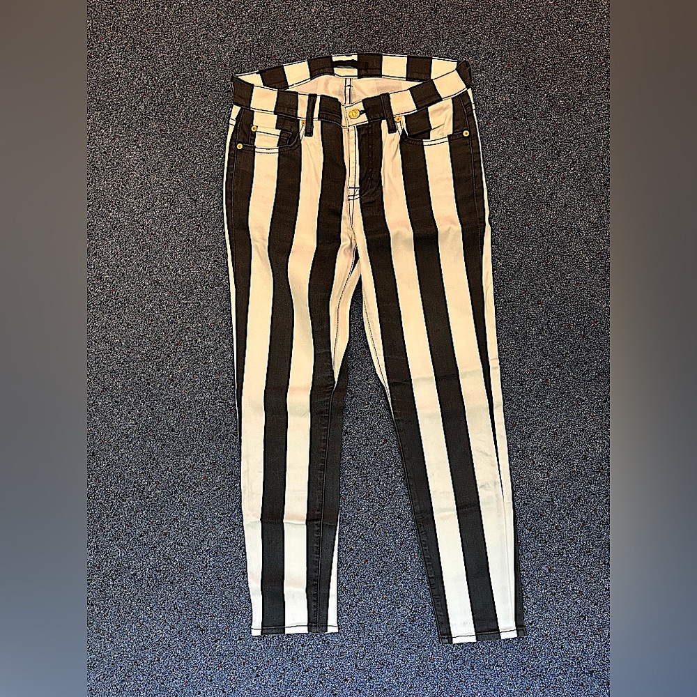 7 for all Mankind Black and White Striped jeans